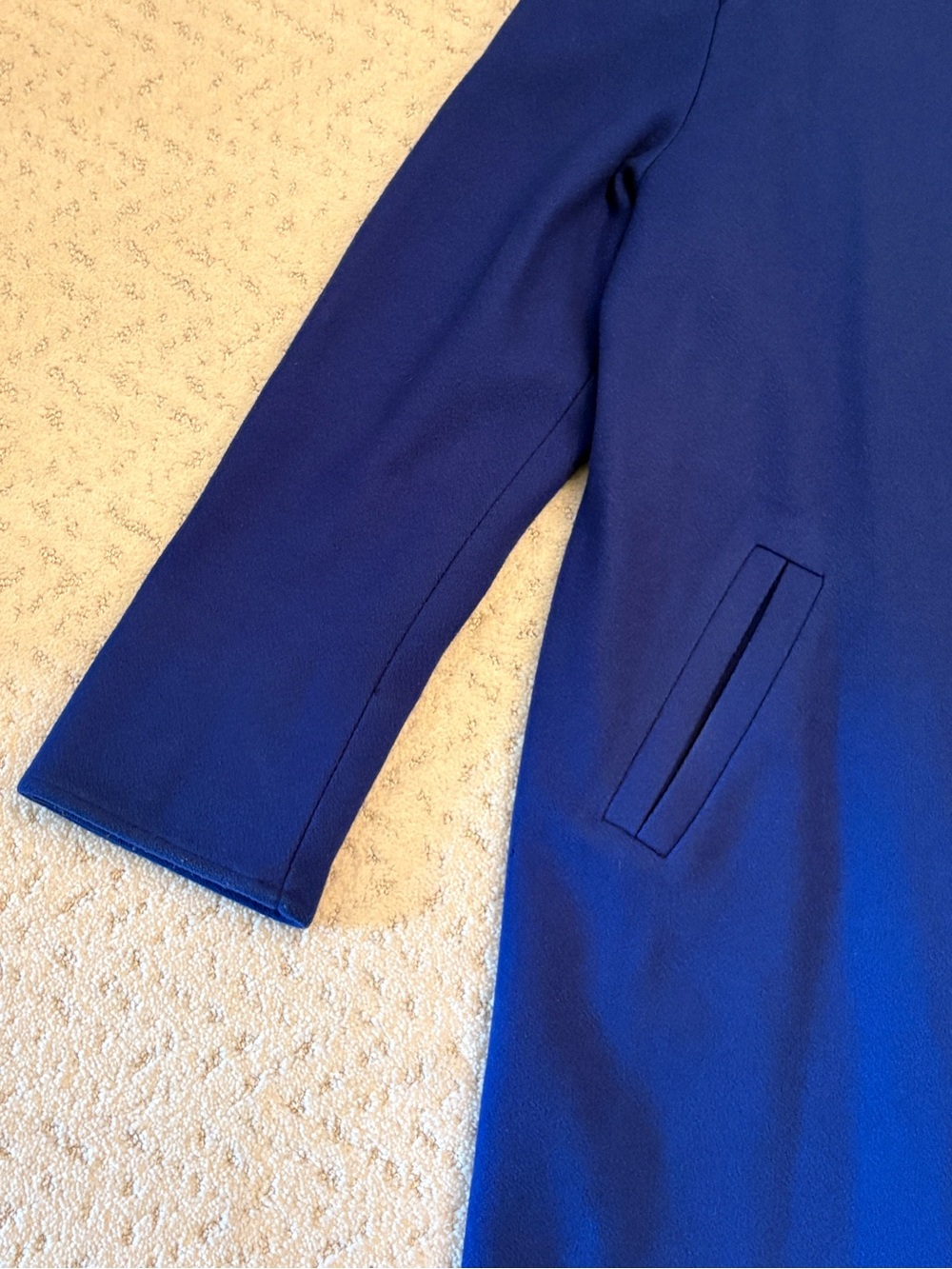 Vintage 70s Womans Royal Blue Wool Coat Size 12 Petite Union Made in USA Maxi - Picture 8 of 13